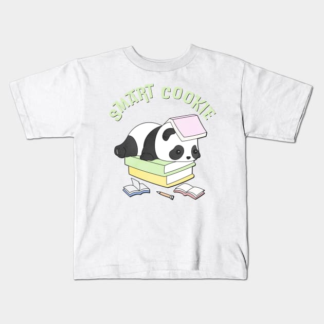 Cute Smart Cookie Sweet little reading tired panda hello cute baby outfit Kids T-Shirt by BoogieCreates